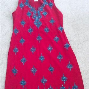 Like new embroidered Indian red kurti chudidar